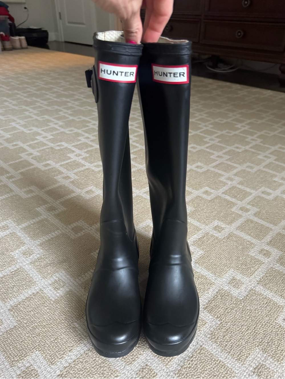 Hunter Original Tall Matte Black Waterproof Rain Boots Size 5 - Picture 3 of 9